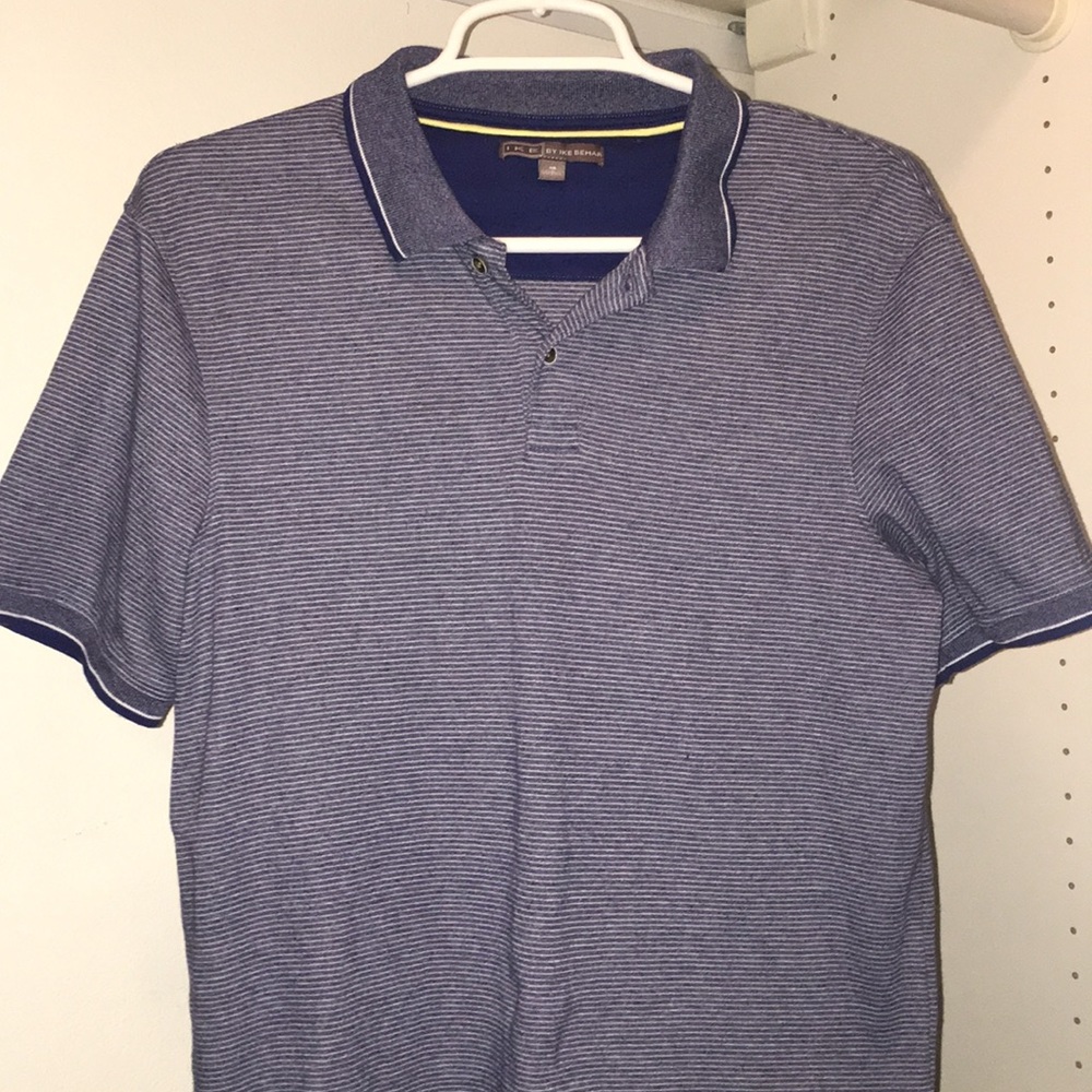 IKE BEHAR Blue Striped Polo (S)
